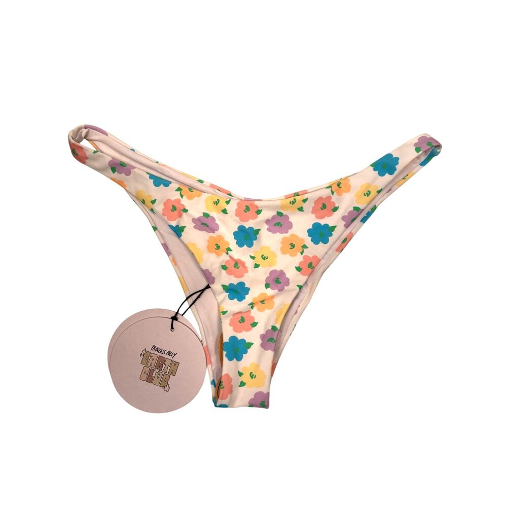 Princess Polly Bikini Bottom Womens 4 Blue Multi Ellie High Cut Cheeky Floral